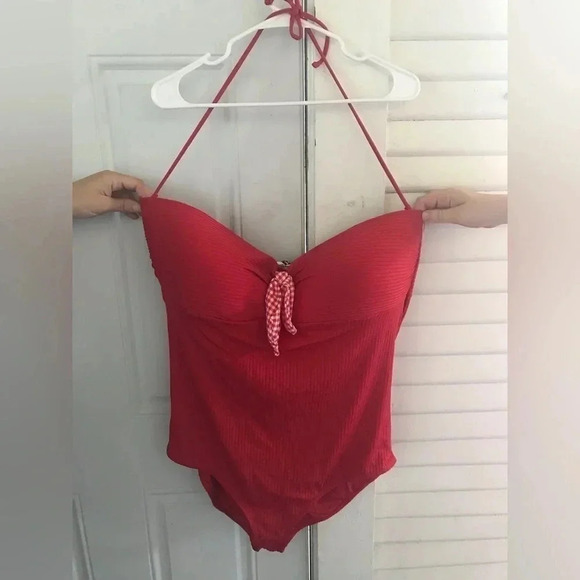 Matilda Jane Poolside Party retro red swimsuit NWT halter style size XXL - Picture 3 of 8